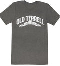 Gray t-shirt with 'Old Terrell Bourbon' logo on a white background